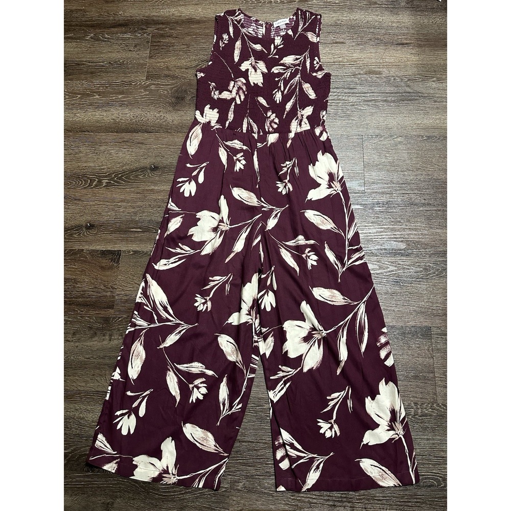 Calvin Klein Sleeveless Floral Smocked Top Wide Leg Jumpsuit